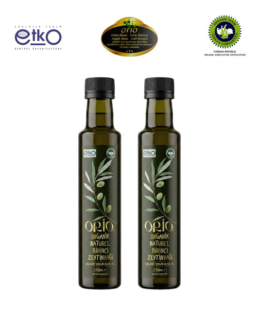 Organik | Erken Hasat | Soğuk Sıkım | Natürel Birinci Zeytinyağı | 2 Adet 250 ML